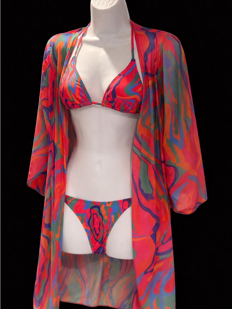Fashion Nova Kairi 3-Piece Bikini Set | Xs | Nwt | Vibrant Summer Set